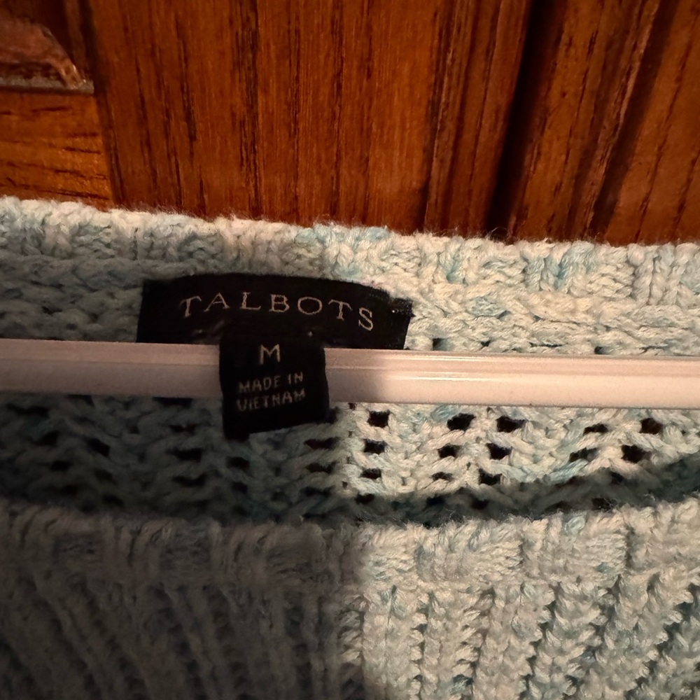 Talbots Mint Open-Knit Crewneck Sweater - Picture 2 of 4